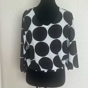 Milano Black and White Circle Pattern Blouse